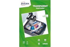 AVERY - Pochette de 15 transparents, 2503, Format A4, Impression jet d'encre,