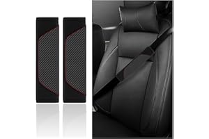 GTLM 2 Piezas Protector Cinturon Coche Niños,Fibra de Carbono Almohadilla Cinturon Coche para Proteger Los Hombros & Decoracion Coche,Universal Accesorios Coche Interior Funda Cinturon Coche (Negro)
