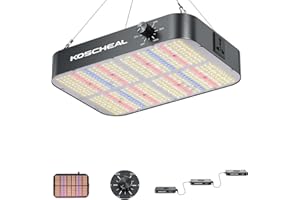 KOSCHEAL KC800 LED Grow Light,80W Full Spectrum Led Grow Lights for Indoor Plants,2.9μmol/J PAR,LM301H EVO Full Spectrum,Veg Bloom Light,Daisy Chain Dimmable Grow Lamp,Built-in Silent Fan