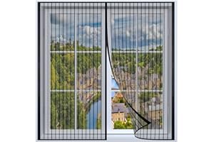 YSJYYHP Moustiquaire Fenêtre,90x130cm Moustiquaire Fenêtre Magnétique,Anti-Mosquito Auto-adhésif Rideau,Sans Perçage Facile À Installer,Fermeture Automatique