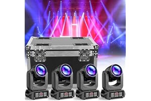 YESPICK 4 unidades 150W cabeza móvil LED luces para iluminación de escenario y Caja de transporte Fly case, luces de fiesta activadas por sonido para bodas, iglesias y eventos en vivo