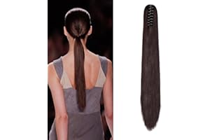 CYBELLEZA Coda Extension Capelli Clip Coda di Cavallo Dritto Ponytail Sintetici Lunghi Effetto Naturale Capelli lisci (Vino rosso scuro)
