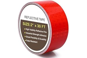 AISEY 2" x 30 Feet Reflective Tape Waterproof Red, Reflector Tape Red for Trailers Cars
