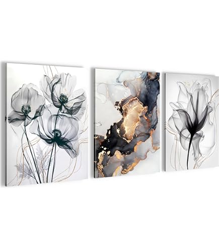 Leinwandbild 'Raues Schwarz Trifft Auf Goldene Adern' – Panorama 120x60cm, Made In Germany