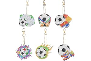aupawdy 6 Stück Diamond Painting Schlüsselanhänger, Diamond Schlüsselanhänger, Fußball Diamant Malerei Schlüsselanhänger DIY Diamant Malerei Schlüsselbund Football