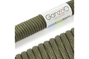 Ganzoo Paracord 550, Cuerda de 4 mm, 3 Metros, Poliéster, Tipo 3-7 Hilos Interiores, Correa de Perro Collar Pulsera, Camping Supervivencia y Cuerda Multiusos al Aire Libre, Verde Militar