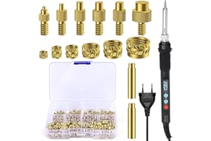 QLOUNI 139 Stück Gewindeeinsätze Lötspitzen Set,80W LED Temperatur Einstellbar Lötkolben mit 130PCS Gewindeeinsätze M2/M3/M4/M5/M6/M8,8PCS Lötspitzen für Gewindeeinsatz