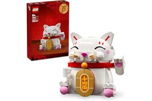 LEGO Le Chat Porte-Bonheur - Set de Construction pour Enfant ou Adulte - Maquette - Figurine d'animal Qui Salue - Pièce d'or & Décoration de Bonne Fortune - Idée Cadeau sur la Fête du Printemps 40813