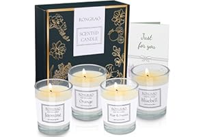 RONGRAO Scented Candles Gift Set, Soy Wax Candle of Jasmine, Pear & Freesia, Orange, Bluebell, Perfect for Women, Birthday, Bath Yoga, Weddings, Christmas, Mother’s Day, Valentine’s Day