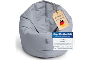 ‎BUBIBAG BuBiBag 2in1 Sitzsack Sitzkissen mit Füllung |Small Ø: 85 cm, Grau | Indoor & Outdoor Beanbag | Geeignet für Kinder Innen- & Außenbereich Kinderzimmer | Wasser- & Schmutzabweisend Wetterfest