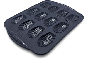 Backhaus - Moule à 12 Madeleines en Silicone Antiadhérente de Qualité Pro - Noir
