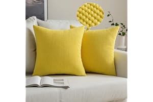 MIULEE Ozdobne poszewki na poduszki ze sztruksu granulek miękkie solidne dekoracyjna kwadratowa poszewka na poduszkę na sofę do sypialni żółta 40 cm x 40 cm 2 sztuki