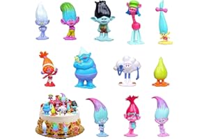 YISKY Mini Trolls Figures, 12 Pieces Trolls Toys Figures, Trolls Cake Toppers Figures, Trolls Cartoon Figures, Trolls Harmony Friends, Trolls Cupcake Figurines Ornaments, for Kids Birthday Party Decoration