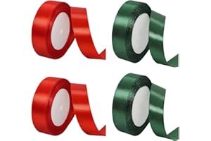 ZHOUHON Schleifenband Weihnachten 88 Meters,funvce Rot/Grün Geschenkband zum Basteln Geschenk Verpackung (Bunt-1)