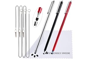 The Friendly Swede XXL Penna Touch a Punta Fine ad Alta Precisione per Touchscreen, 18,5cm (Argento, Nero, Rosso)