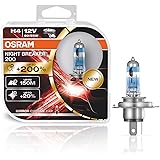 OSRAM NIGHT BREAKER 200, H4, +200% di Luce, Lampada Alogena per Fari, 64193NB200-HCB, Auto 12V, Scatola Doppia (2 Lampade)