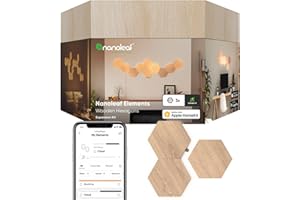 Nanoleaf Elements Hexagon Expansion Pack, 3 Additional Wood Look Light Panels - Dimmable & Modular Smart LED Wi-Fi Wall Mood Lights, Works with Alexa Google Assistant Apple Homekit, for Room Decor