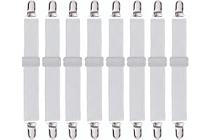 WADEO Bettlakenspanner Mit Metallclips Verstellbar Betttuchspanner Elastische Spannbettlakenhalter Für Bettlaken Matratze 8 Stück