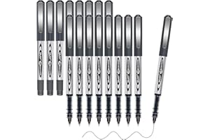 Gelanty Rollerball Pens, 16pcs Black Liquid Ink Ballpoint Gel Quick-Drying Pen for Home, School, Office, Writing, Drawing, Artwork