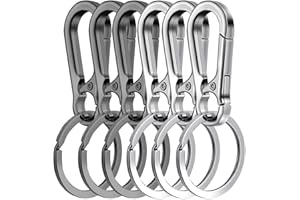 VACUBXBY 6 Stück Karabiner Schlüsselanhänger, Karabinerhaken Klein Metall, Schlüsselringkarabiner mit Karabiner für Aufhängen im Rucksack, Autoschlüssel für Camping, Angeln, Wohnmobil, Reisen
