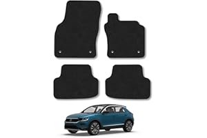 CAR MAT CO VW T-Roc (2017+) Car Mats Accessories Tailored Fit Carpet Floor Mats Non Slip Black Trim Full Coverage Compatible Accessory Front Rear Set Anti Slip Granulated Backing Hand-Finished Clips
