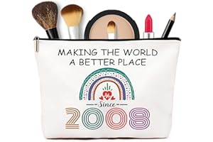 JOUWUI 17th Birthday Gifts for Girls, Sweet 17th Cosmetic Bags, 17th 2008 Birthday Decorations Makeup Bags for Her, Sister, Daughter, Niece, Cute Cosmetic Travel Pouch for Teen Girls