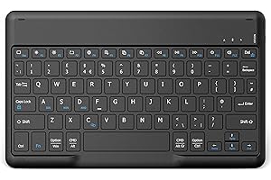 EasyAcc Bluetooth Keyboard, Ultra-Slim Wireless Keyboard UK Layout Quiet Portable Design with Built-in Rechargeable Battery for iOS, Mac, iPad, Windows and Android, Black