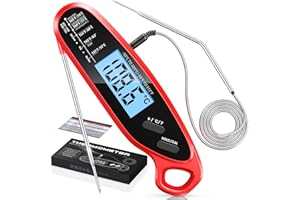Babacom Meat Thermometer Digital with Dual Probes, Fast Instant Read Food Thermometer, Big Backlight Screen & Calibration, Kitchen Cooking Oven Thermometer for Oil, Candy, Jam, Water, Air Fryer, BBQ