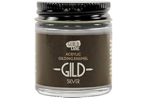 Guild Lane - GILD Acrylic Gilding Enamel Paint - Liquid Silver - Furniture, Metal, Glass, Wood, Plastic, Ceramics & More - Water-Based Metallic Paint - 30ml Jar