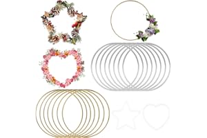 HDHGXUJRD Metallring 10cm, 16 Stück Metallringe zum Basteln Traumfänger Ringe Metall Kranz Rahmen Gold Silber Metallring Drahtring Makramee Ring für DIY Floral Hoop,Hochzeitskranz,Floristik,Weihnachtskranz