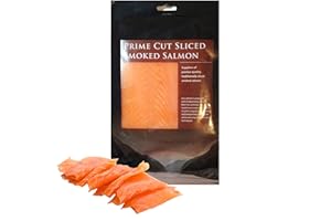 URBAN MERCHANTS Fresh Smoked Salmon, Artisan Cured and Oak Smoked Ready To Eat Sliced Smoked Salmon, Flavoursome Melt-In-The-Mouth Texture, Suitable For Home Freezing, Pack Weight 400g