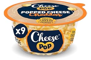 ‎CHEESEPOP Cheesepop Zaskakująco chrupiące & Przewiewny, Lekko Pikantny & kremowy | Bogate w Białko | 100% Cheddar Ser Popped Przekąska, 9x65g