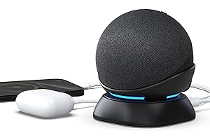 PLUSACC Supporto per Dot 4/5.Gen & Smartphone - Supporto di ricarica con USB-C/A, doppia porta di ricarica, stazione di ricarica compatibile con iPhone/Tablet (Nero)