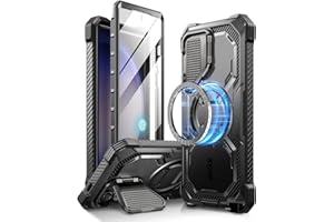 i-Blason Armorbox etui do Samsung Galaxy S24 Ultra MagSafe z osłoną aparatu [obsługa bezprzewodowej ładowarki] etui na cały korpus 360 z osłoną ekranu i podpórką etui na telefon do S24 Ultra, czarne