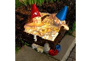 Garden Mile Solar Garden Gnome in Hot Tub Ornament Funny Waterproof Novelty Resin Bathtub Figure for Lawn, Garden Outdoor Decorations Solar Gnomes Garden Statues Outdoor Lighting