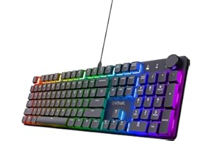 Trust Gaming GXT 866 Torix Klawiatura mechaniczna QWERTY US do gier, przełączniki liniowe Huano White, podświetlenie RGB, Anti-Ghosting N-Key Rollover, klawiatura gamingowa USB PC - Czarna