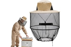 YUFFQOPC Imkerhut mit Schleier, Hut mit Moskitonetz, Faltbar Moskitonetz Hut, imkerhut für Outdoor-Enthusiasten, Landwirtschaft, Jagd, Wandern und Gartenarbeit(Khaki)