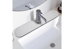 LeKuni Mata ociekowa do zlewozmywaka, kamień okrzemkowy, podkładka pod umywalkę, kran rozpryskiwany, chłonna mata, do kuchni i łazienki [biała, 45 x 10 cm]