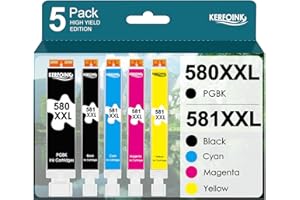 KERFOINK PGI-580 CLI-581 XXL Patronen für Canon 580 581 Multipack für Canon TR8550 Druckerpatronen für Canon Pixma TR8550 TS705 TS6350 TS8350 TS8250 TS6150 TS9550 TS6151 TR8500 (5er-Pack)