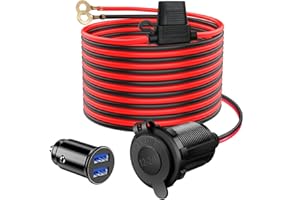HOEMBPN 2M Cable de Extensión para Mechero de Coche a Enchufe 14AWG con Fusible 20A Adaptador de Encendedor de Cigarrillos Cable,12V/24V Mini Doble USB Cargador de Coche Enchufe de Mechero