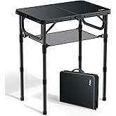 Anbte Folding Camping Table 59 x 40 x 26/48/70 cm Adjustable Height | Portable Camping Tables Beach Table Aluminium Waterproo