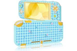 DLseego Protective Case for Switch Lite,Flower Printing Hard PC Full Protection Shell Cover Anti Scratch Skin with 2PCS Thumb Grip Caps,Blue