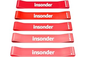Insonder Resistance Band Women Set of 5 - Exercise Bands Resistance for Women or Men - Stretch Bands for Exercise - Elastic Bands Gym & Pilates Band - Stretching Booty Bands - Fitness, Workout, Physio