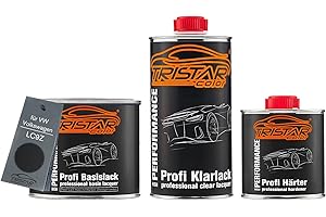 ‎TRISTARCOLOR TRISTARcolor Autolack Set Dose spritzfertig für VW/Volkswagen LC9Z Black Magic Perl/Preto Magic Perol Basislack + 2K Klarlack 1,25L