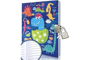 GINMLYDA Dinosaurio Diario Secreto para Niños, Regalo Festivo Diario con Cerradura Cuaderno Cosido de 80 Páginas Bloc de Notas con Cerradura Apto para Niños de 5 6 7 8 9 10 años.