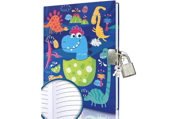 Dinosaure Carnet Secret Pour Garçons, Cadeau Festif Pour Garçons Agenda Ligné de 80 Pages Avec Fermeture à Clé Journal Intime Pour Garçons Cahier D'écriture Pour Garçons âgés de 6 7 8 9 10 Ans