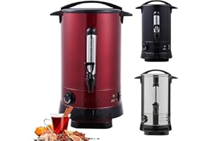 ‎AREBOS Arebos Glühweinkocher 950 W | Heißgetränkespender | 8,8 L | mit Auffangschale, Auslasshahn, Thermostat und Überhitzungsschutz | Temperatureinstellung von 30-110°C | Rot