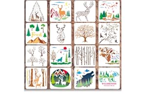 Zamety 16 Stück Schablonen Textilgestaltung Set, Schablonen Tiere Wandschablonen zum Streichen, Textilgestaltung zum Malen an Wand, Geschenkkarte (7.87in)