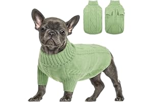 Queenmore Maglione Cane Taglia Piccola Maglioncino Cane Bassotto Caldo Felpa Cane A Collo Alto Ritorto Vestiti per Cani Gatti Maglione Elastico per Bulldog Francese Barboncino Chihuahua, Verde, S