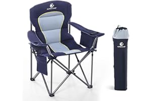 ‎LET'S CAMP LET'S CAMP Campingstuhl Klappstuhl Faltbar Übergroßer Angelstuhl mit Getränkehaltern Kühltasche Faltstuhl Outdoorstuhl bis 200kg